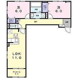 サンルーチェ1 2LDKの間取図画像