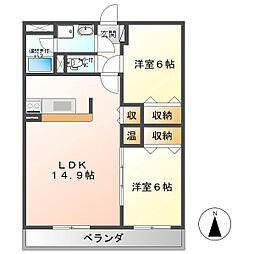 ロイヤルコート 2LDKの間取図画像
