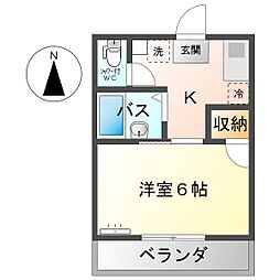 スイングN-3 1Kの間取図画像