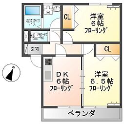 メゾンアプリコット 2DKの間取図画像