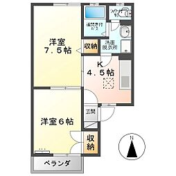 ボナール・ナカザワA 2Kの間取図画像