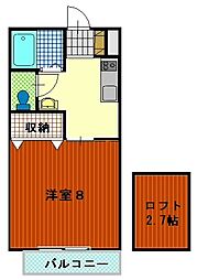 エースメゾン 1Kの間取図画像