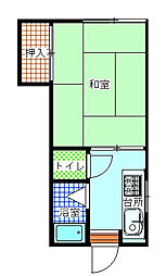 旭ハイツ 1Kの間取図画像