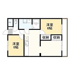 伊勢崎第2コートハウス 2LDKの間取図画像