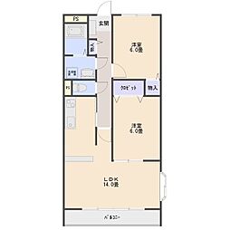 生形マンション 2LDKの間取図画像