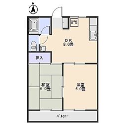 ハイツ寿A 2DKの間取図画像