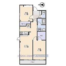 Raffles北通り 2LDKの間取図画像