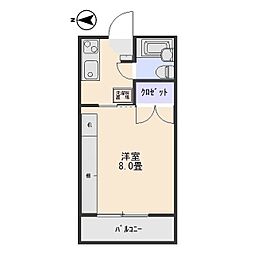 コーポ・サンパール 1Kの間取図画像