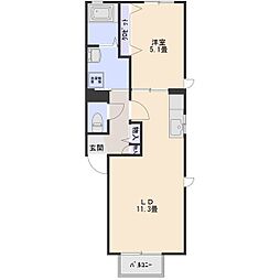ホクレアの丘F 1LDKの間取図画像