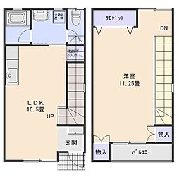 メゾネットネギシN 1LDKの間取図画像