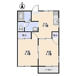 リ・ジュピロンB 2DKの間取図画像