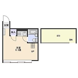 ベルコート岩神 4階ワンルームの間取り