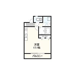 Fiore棟高 ワンルームの間取図画像