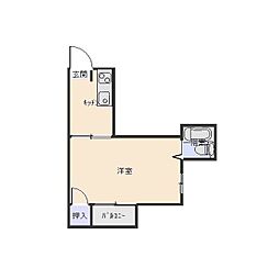ジュネス北駅 1Kの間取図画像