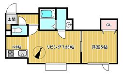 コンフィーネ 1LDKの間取図画像