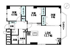 第2平岸リバーサイドハイム 3LDKの間取図画像