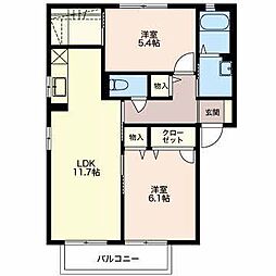 グランコートA 2LDKの間取図画像