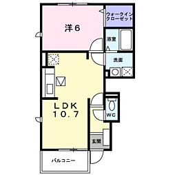 エクセルシオール和泉5棟 1LDKの間取図画像