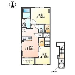春江町針原新築アパート 2LDKの間取図画像