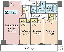ディアナコート目黒 3LDKの間取図画像