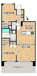 クオス綱島センティア 2LDKの間取図画像