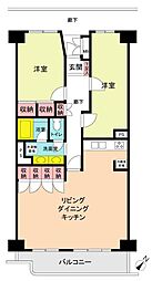 横浜パークタウンe棟 2LDKの間取図画像