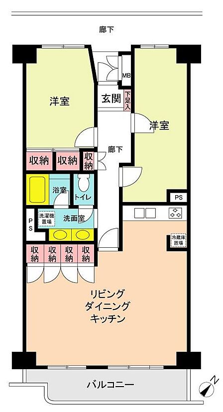2LDKへリフォームされていますリビングは広く開放的です