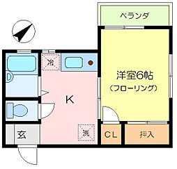 コーポもちだ 1Kの間取図画像