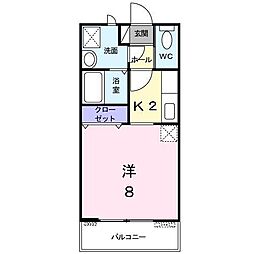 ベルオーブ 1Kの間取図画像