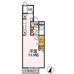 セジュールVIPIN ワンルームの間取図画像
