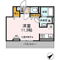 グレイスコートYKY ワンルームの間取図画像