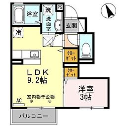 セジュールフェルテ 1LDKの間取図画像