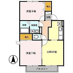 セジュールタケイシB 2LDKの間取図画像