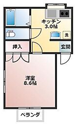 ブリックハイツ 1Kの間取図画像