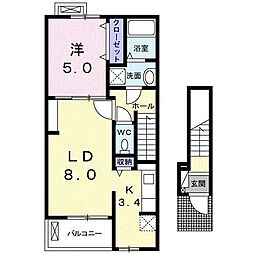 プリートラフレシール 1LDKの間取図画像