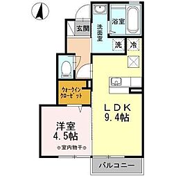 コスモ吹上B 1LDKの間取図画像