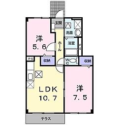 ゼファー 2LDKの間取図画像