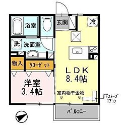 シルフハイムB 1LDKの間取図画像