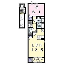 プラシードA 1LDKの間取図画像