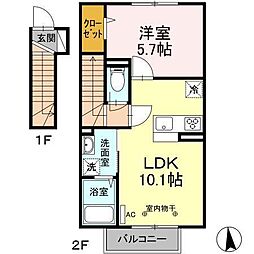 ヴィラカスターニャ 1LDKの間取図画像