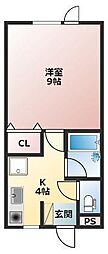 シャルム番町 1Kの間取図画像