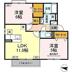 アンジュ 2LDKの間取図画像