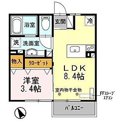 シルフハイムA 1LDKの間取図画像
