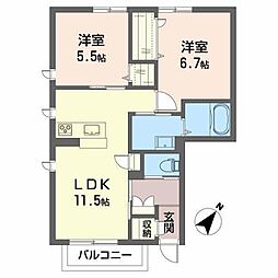 シャーメゾンゴッド 2LDKの間取図画像