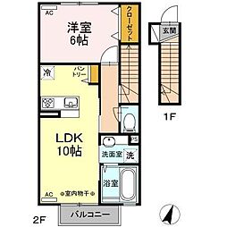 フラットテン 1LDKの間取図画像