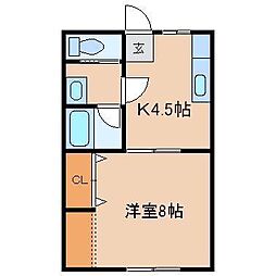 ロジュマン小中野 1Kの間取図画像