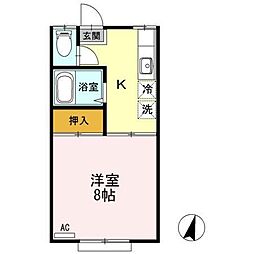ルグラン小田前B 1Kの間取図画像