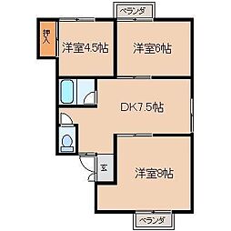コーポ細清No.6 3DKの間取図画像