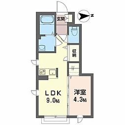 シャーメゾンワイズB 1LDKの間取図画像