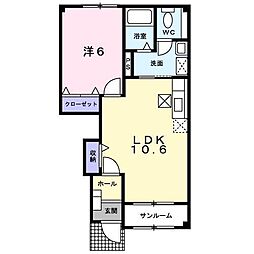 フィオーレ.KB 1LDKの間取図画像